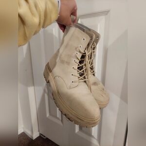 Beige combat booties